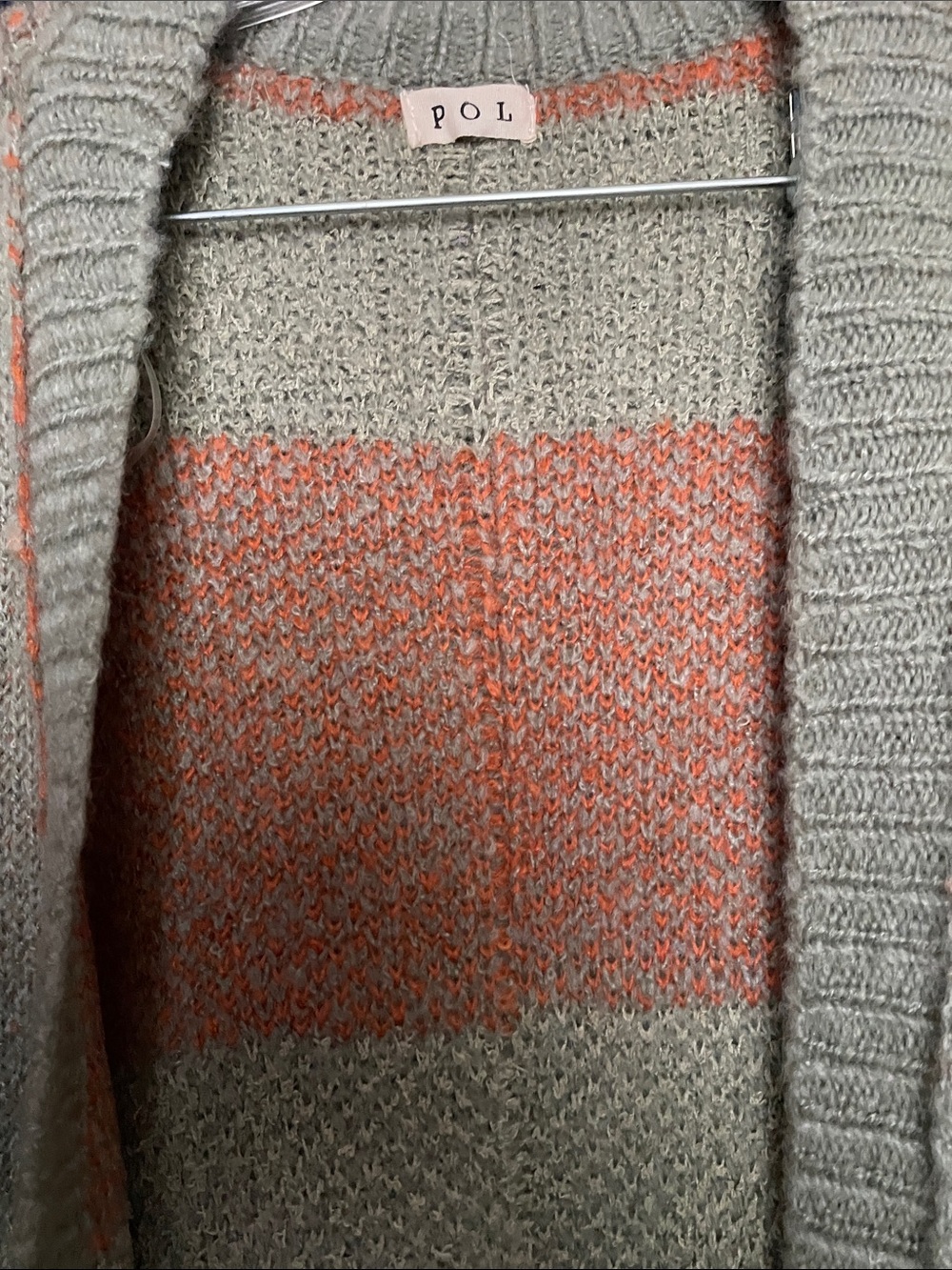 POL Floral Stripe Open-Front Cardigan - Gray & Coral - Picture 12 of 14